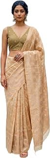 MIMOSA Women's Tussar Art Silk Banarasi Saree (Unstitched Blouse) | Zari Woven Design | 6.2 Mtrs