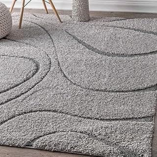 Rectangular Modern Fluffy Fur Rug Anti Slip & Polyester Shaggy Large Carpet for Living Room, Bedroom, Guest Room [3x5 Feet Ivory & Grey]