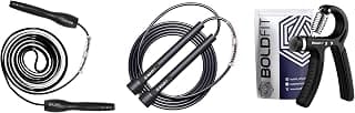 Boldfit Skipping Rope Pro, Material: Steel Cable with PVC Coating, Length: Adjustable 9ft, Bearings: Ball Bearing System, Handle: Anti-Slip Foam