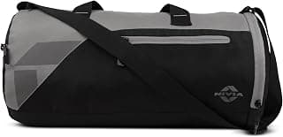 Nivia Fuse Gym Duffle Bag for Men and Women, 25L Lightweight Training and Travel Bag with Shoe Compartment, Quick Access Pockets, and Adjustable Strap, Designed for Athletes, Travel (Black/Grey)