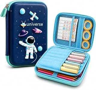 Brand Conquer Big Size Eva 3D Cover Large Capacity Space Astronaut Pencil Case Compartments, School Pouch Premium Stylish Pen Holder (Big Size Astronaut Pencil Case, Ethylene Vinyl Acetate (EVA) Blue)