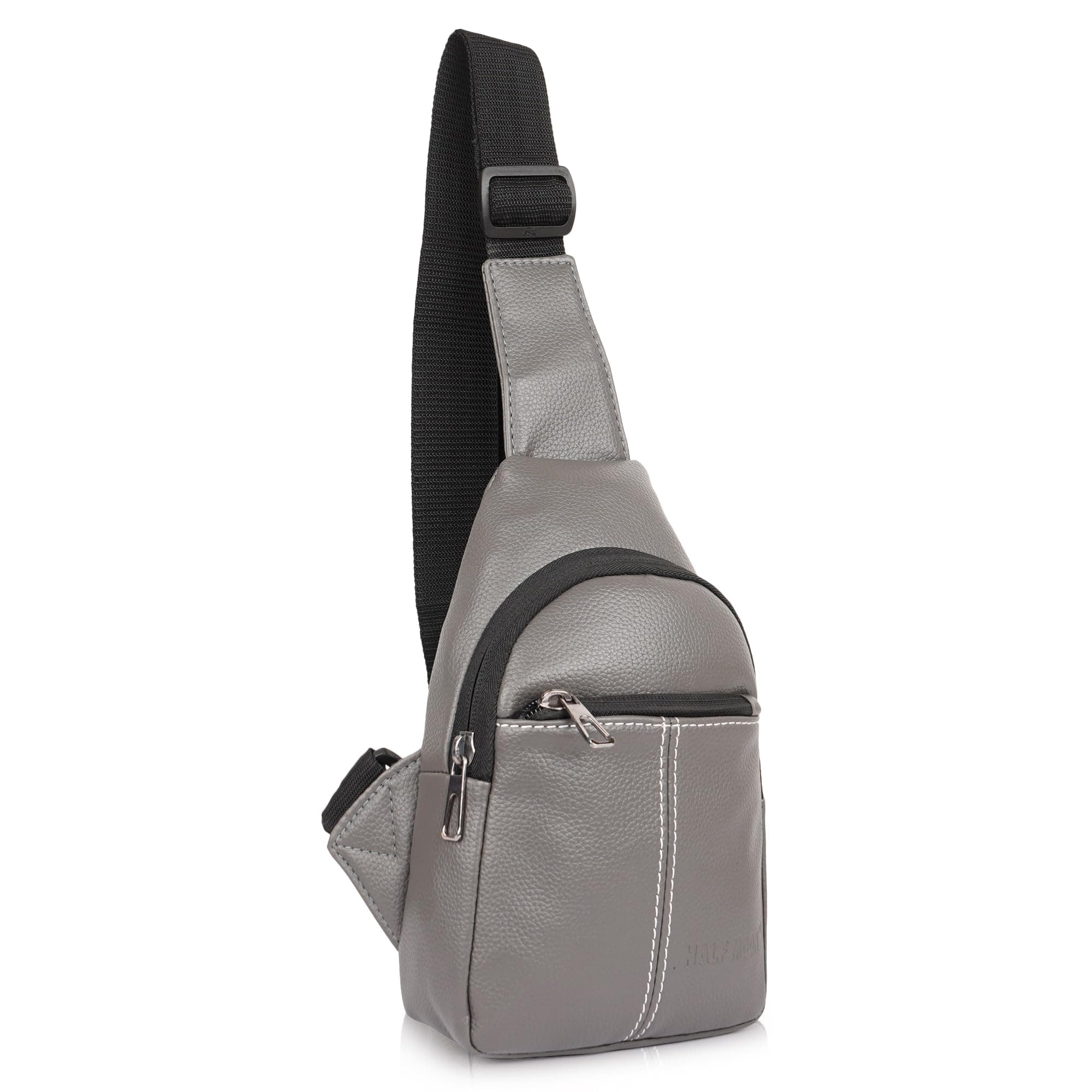 Half Moon Echelon Crossbody Sling Bag for Men | Slim Vegan Leather Chest Bag for Men & Women | Small Shoulder Side Bag | Water-resistant Mobile, Passport Bag for Travel & Office