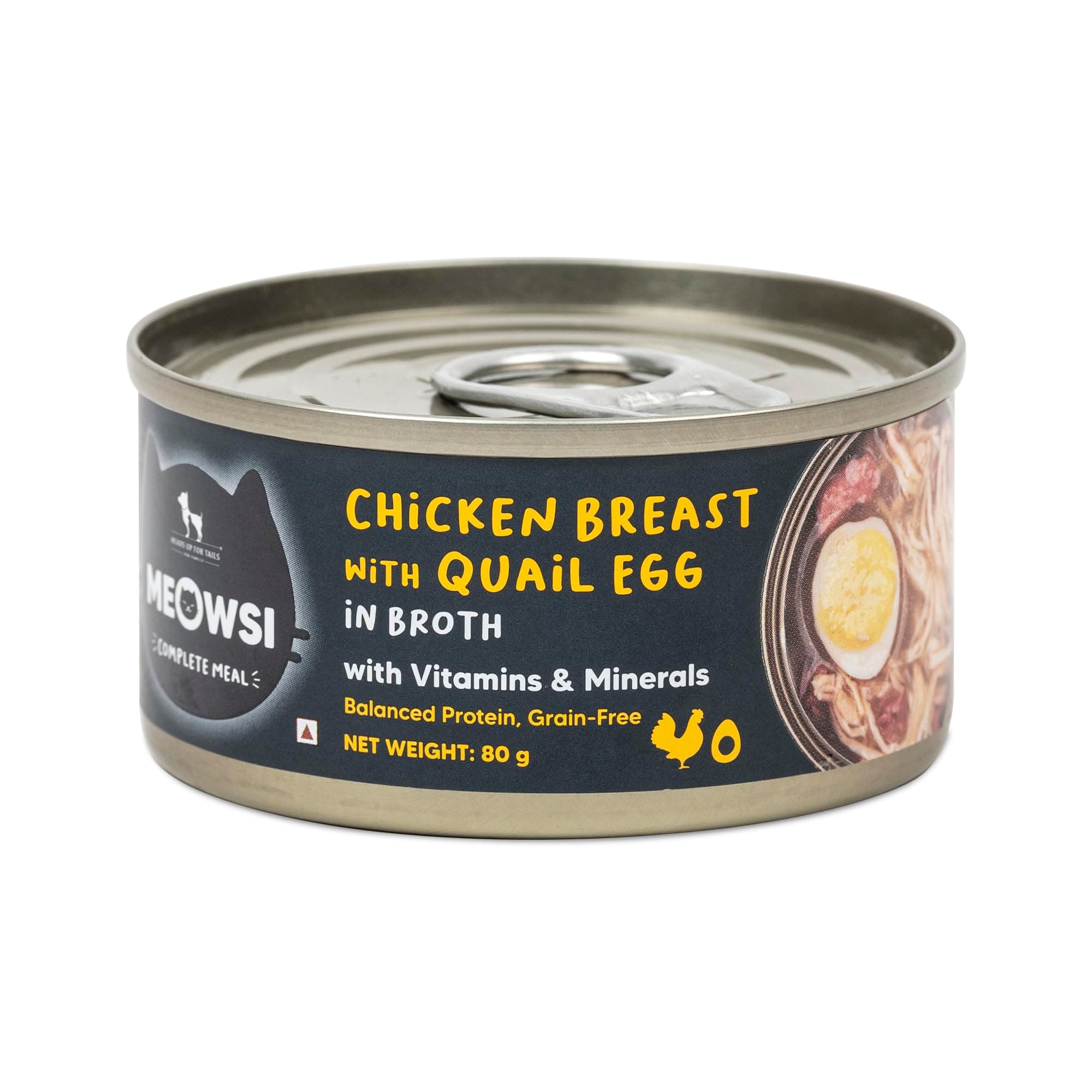 Meowsi by HUFT Chicken Breast with Quail Egg in Broth Canned Cat Wet Food - 80 gm | Pack of 3 | Premium Wet Cat Food for Persian & All Breeds | Nutritious Cat Food Gravy for All Life Stages