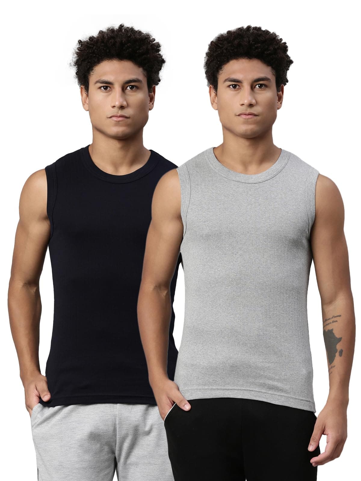 Levi's 014 Gym Vest for Men | 100% Rib Cotton | Breathable Fabric | Round Neck | Sleeveless Men's Vest for Gym | Soft & Durable | Freedom of Movement | Tagless & Zero Irritation Comfort | Pack of 2