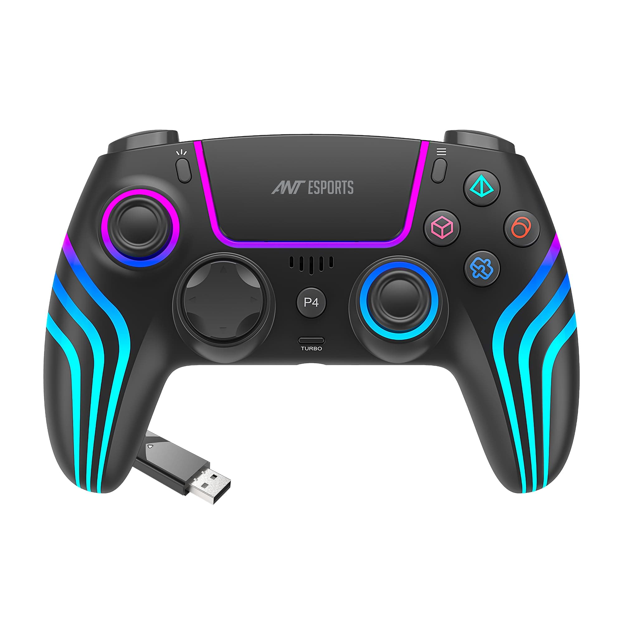 Ant Esports GP400 Wireless Gaming Controller for PC, PS4,Android,iOS, Steam Deck & Switch | Hall Effect Joysticks | Bluetooth & 2.4GHz Wireless | Dual Vibration | Motion Control | RGB Lighting | Black