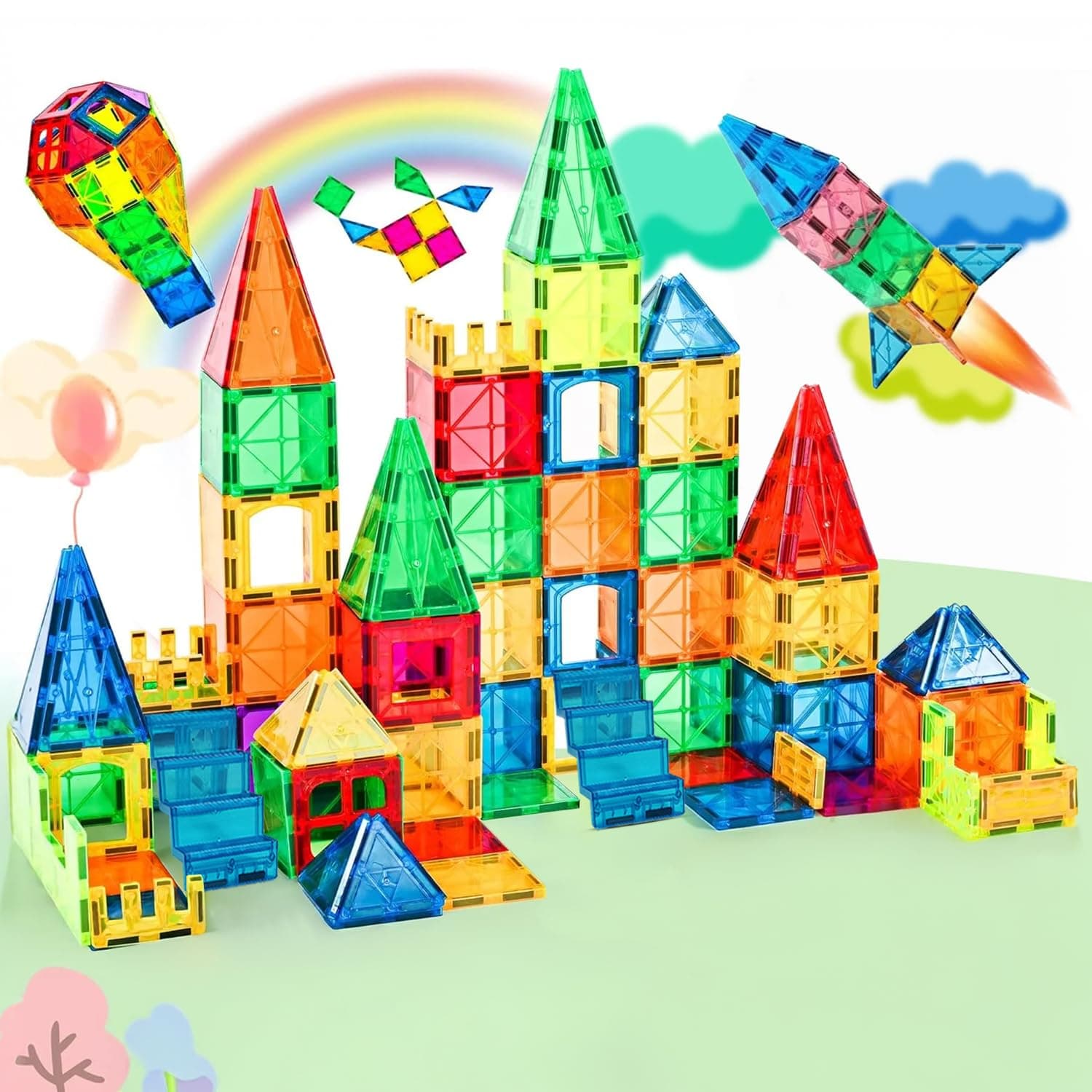 KIPA GAMING Magplay Magnetic Tiles 100 Pcs | Multi-Shape & Colour Magnetic Tiles | STEM Building Set for Kids 3+ | Creative Construction Learning Toy | Educational Game for Boys & Girls (Tiles 100)