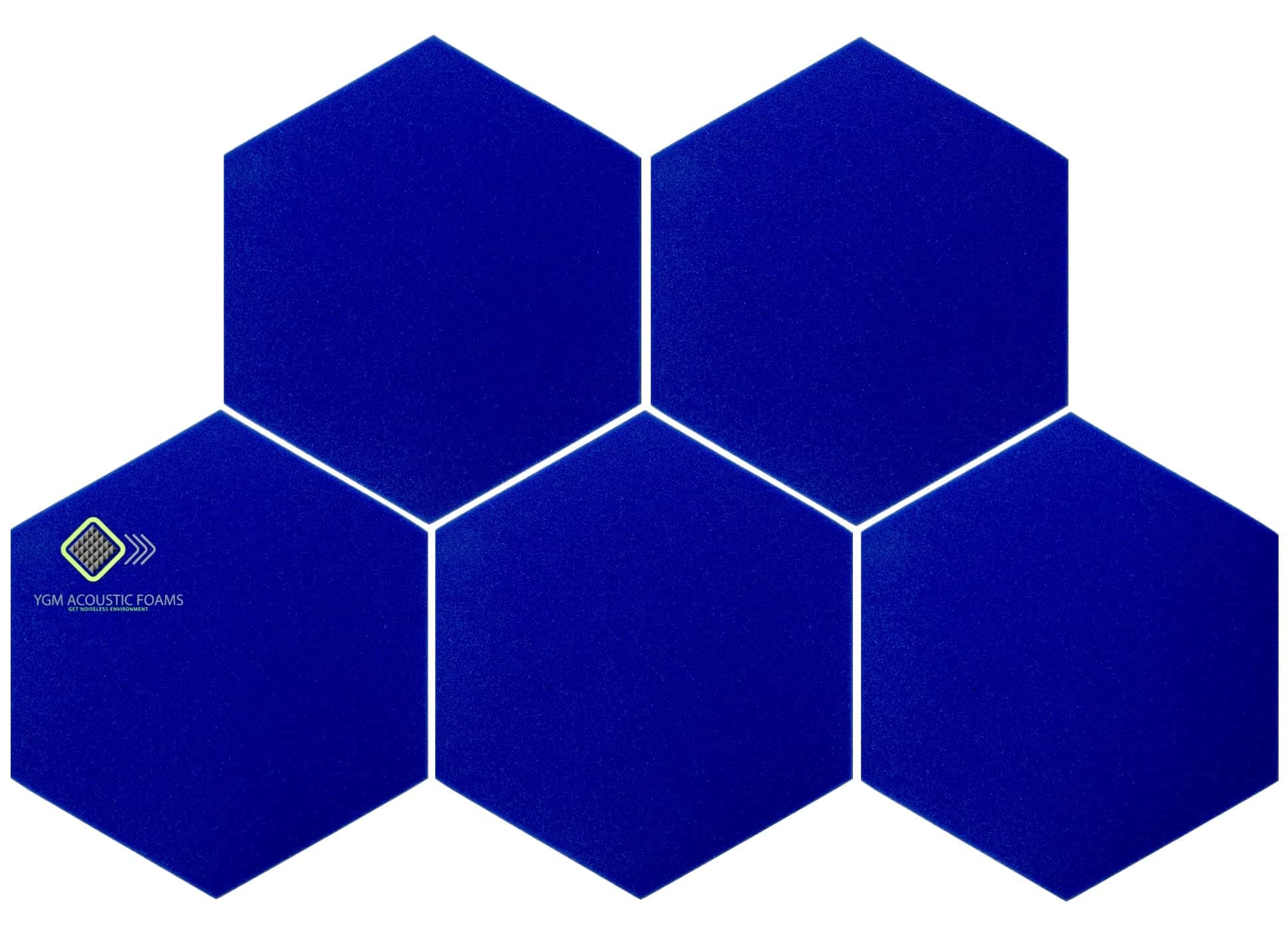 YGM Acoustic Foams® Professional Hexagon Acoustic Foam Panels, Absorption Panel, 12 X 12 X 1" High Density Edge Wall Tiles for Acoustic Treatment (Blue, Set of 5)