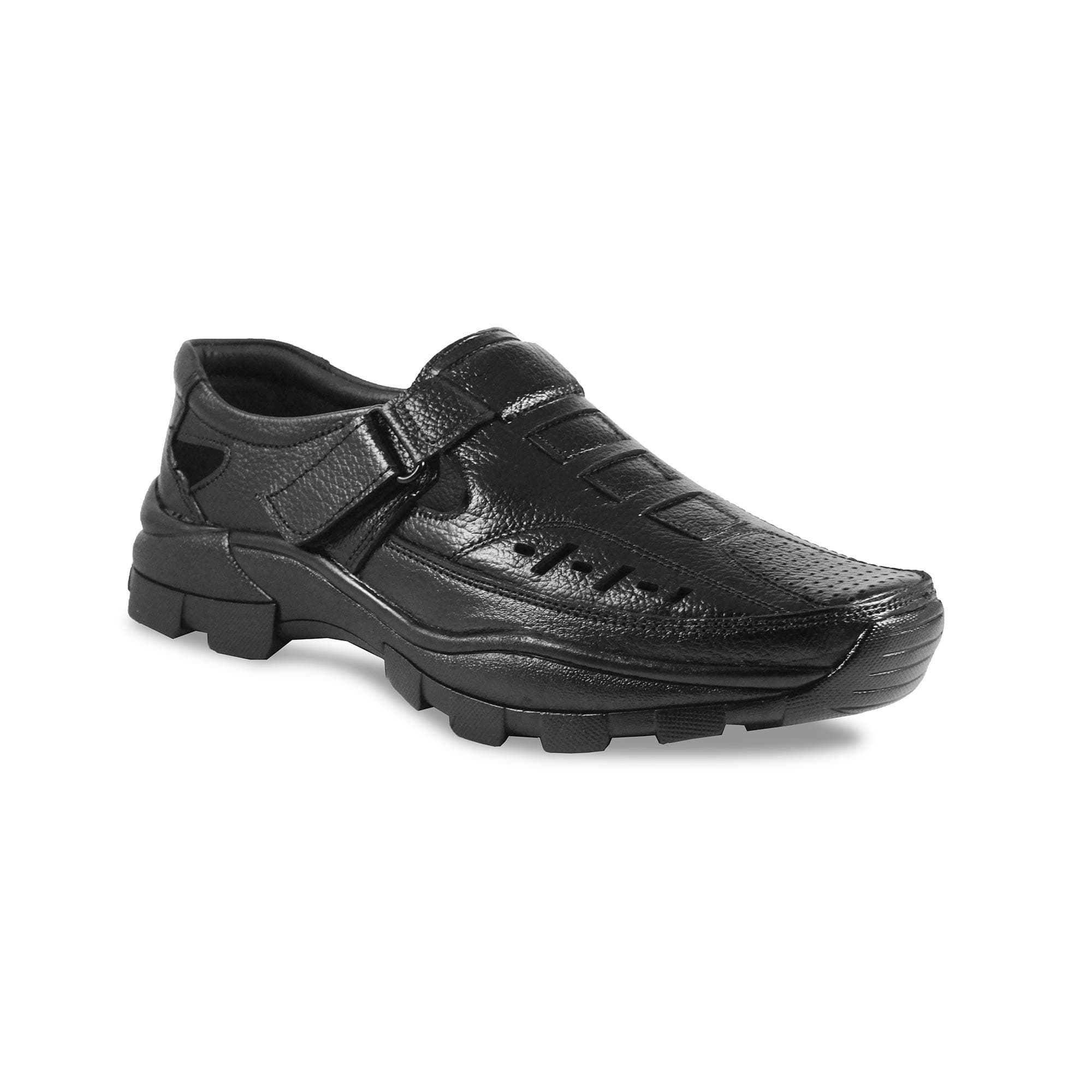 DEGARRO Men's Strong Leather Sandals | Black & Brown Formal Footwear | Durable and Comfortable for Everyday Wear