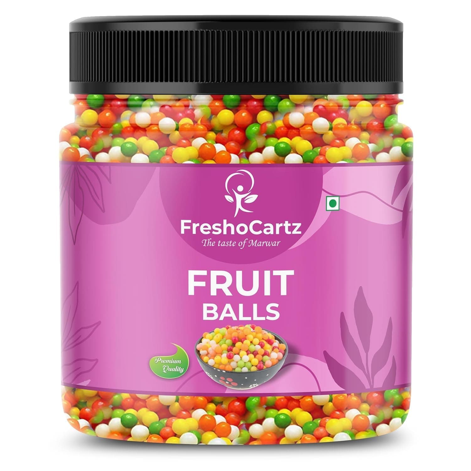 FreshoCartz Fruit Balls Candy | Mixed Fruit Goli | Colourful Khatti Mithi Goli for Cake Decoration and Eating All fruits flavour Candy - Jar Pack (Fruit Balls,1kg (Pack of 1))