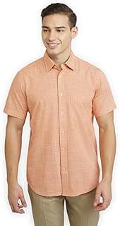 Colorplus Men Regular Fit Plain Pattern Pure Cotton Plain Collar Half Sleeve Casual Shirt