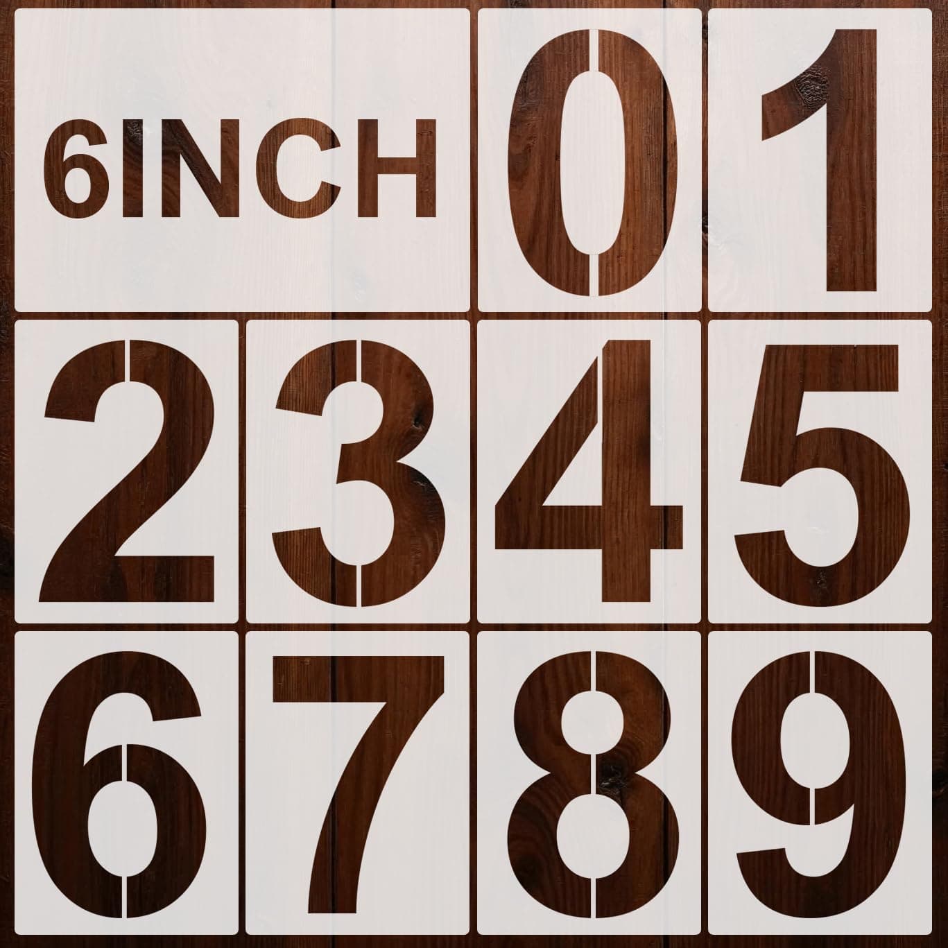 Number Stencils for Painting, 10PCS Plastic Stencils for Crafts Reusable, Made of Durable & Reliable PET, Great for Cake Decorating Address Painting Wall Art Signage DIY Crafts Card Making(6 Inch)