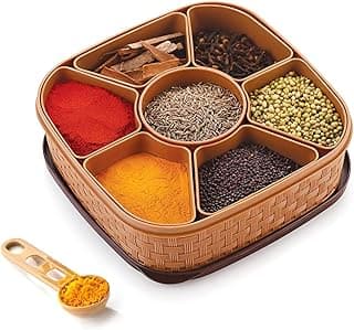 Oblivion Plastic Masala Box 1 Pc – Multicolor Spice Storage Container, Rangoli Organizer Dabba, Stylish Airtight Kitchen Box for Indian Spices, Compact Multi-Compartment & Durable Traditional Storage