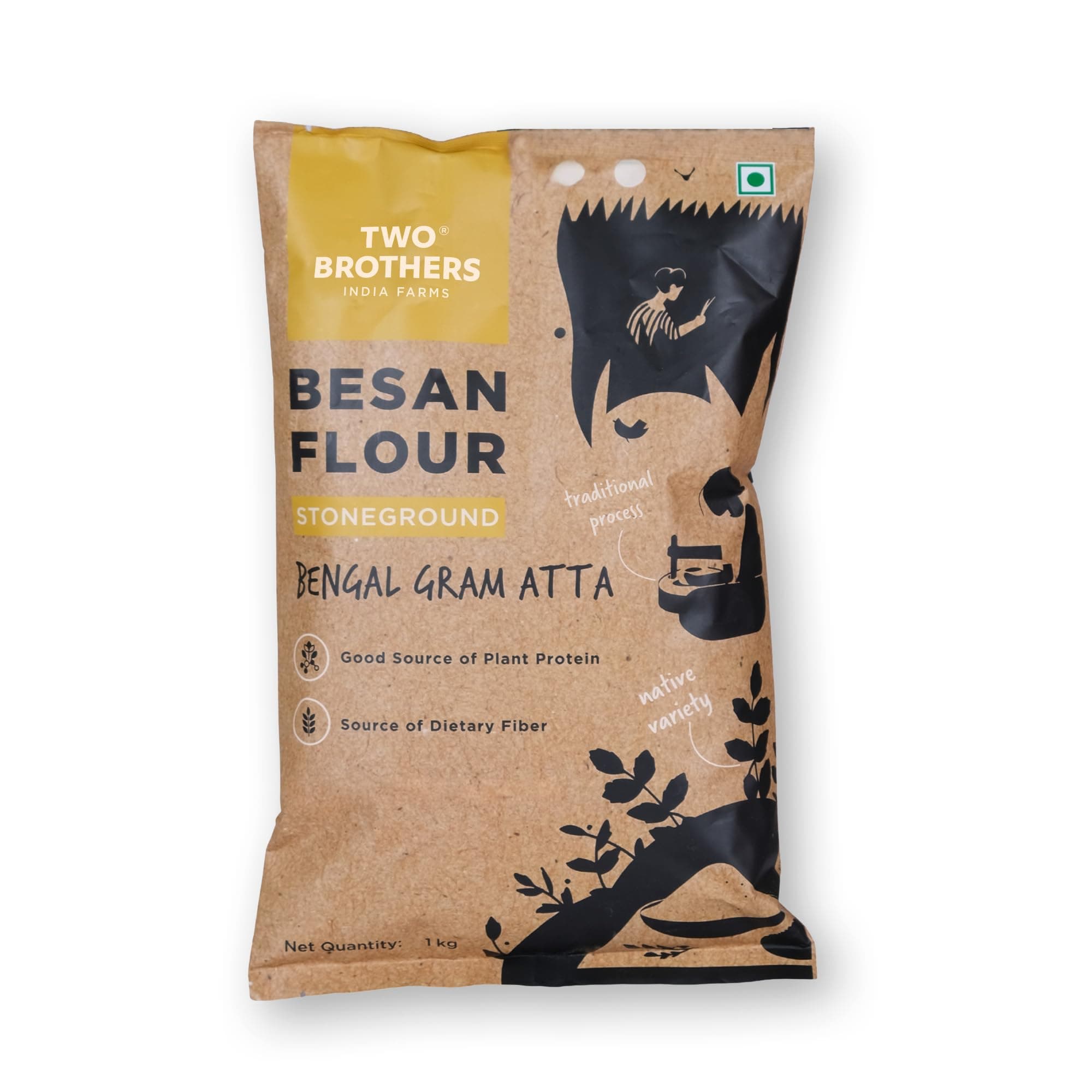 Two Brothers India Farms Besan Flour (1KG) | Gram Flour | Stoneground