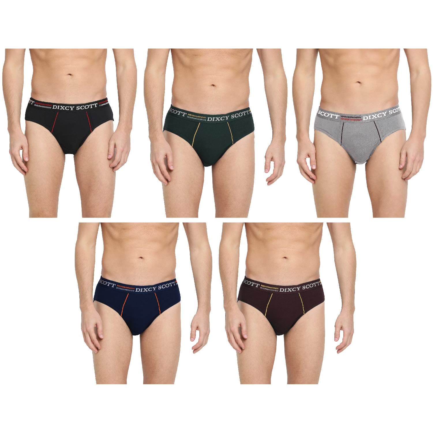 Dixcy Scott Originals Replay Briefs | 100% Combed Cotton Brief for Men | Men's Underwear | Modern Mid-Waist Fit ​| Durable, Sweat-Absorbing Cotton-Lined Waistband | Innerwear for Man | Pack of 5