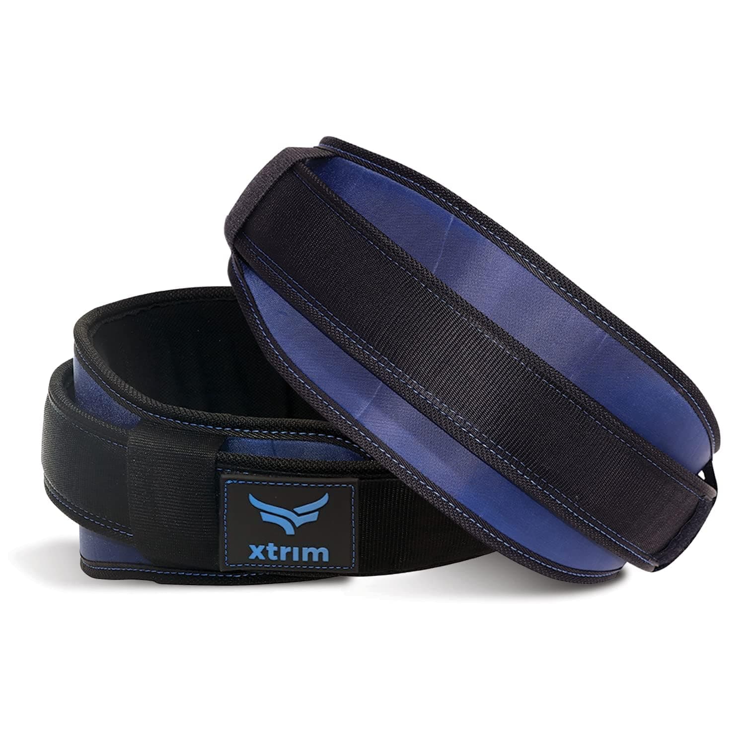 XTRIM Wings 6-Inches Unisex Weightlifting Gym Belt Ultra-Light Foam Core for Fitness Workout, Double Belt Contoured Design, Reinforced Stitching for Durability, Hook & Loop Closure (Navy, Small)
