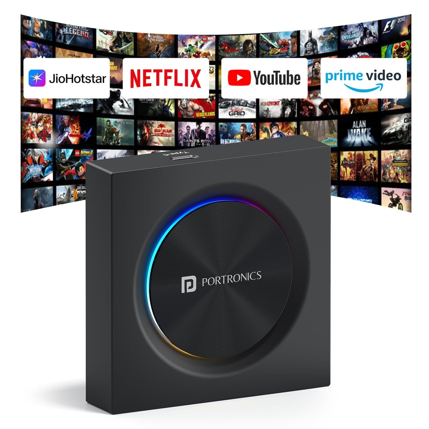 Portronics Tune Prime CarPlay & Android Auto Adapter, Stream YouTube, Netflix, JioHotstar on Car Screen, Converts Wired to Wireless, Qualcomm Octacore Snapdragon, Built-in GPS, 4G SIM Slot, 4GB + 64GB