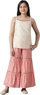 Aurelia Girl's Polyester Gillet Top With Sharara Set