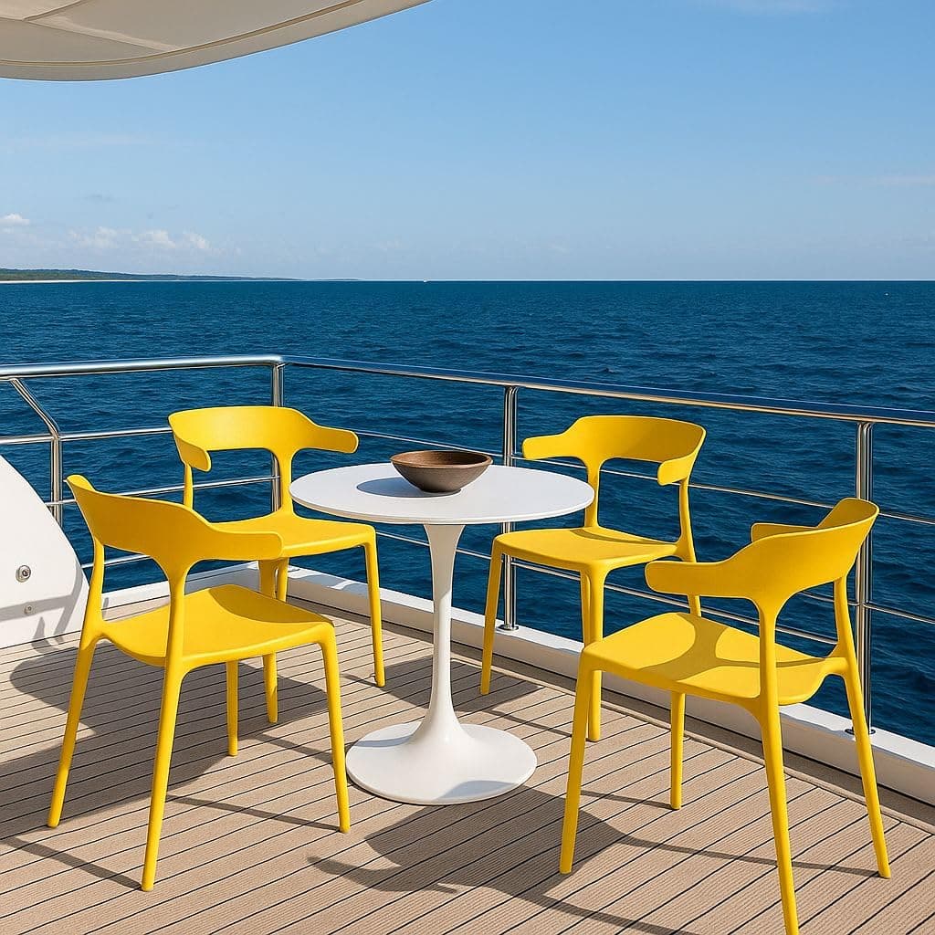 INNOWIN Vision Arm Chair | Accent Chair for Living Room Home, Bedroom, Cafe and Hotels | 3 Year Warranty | Set of 4 | Plastic | Yellow