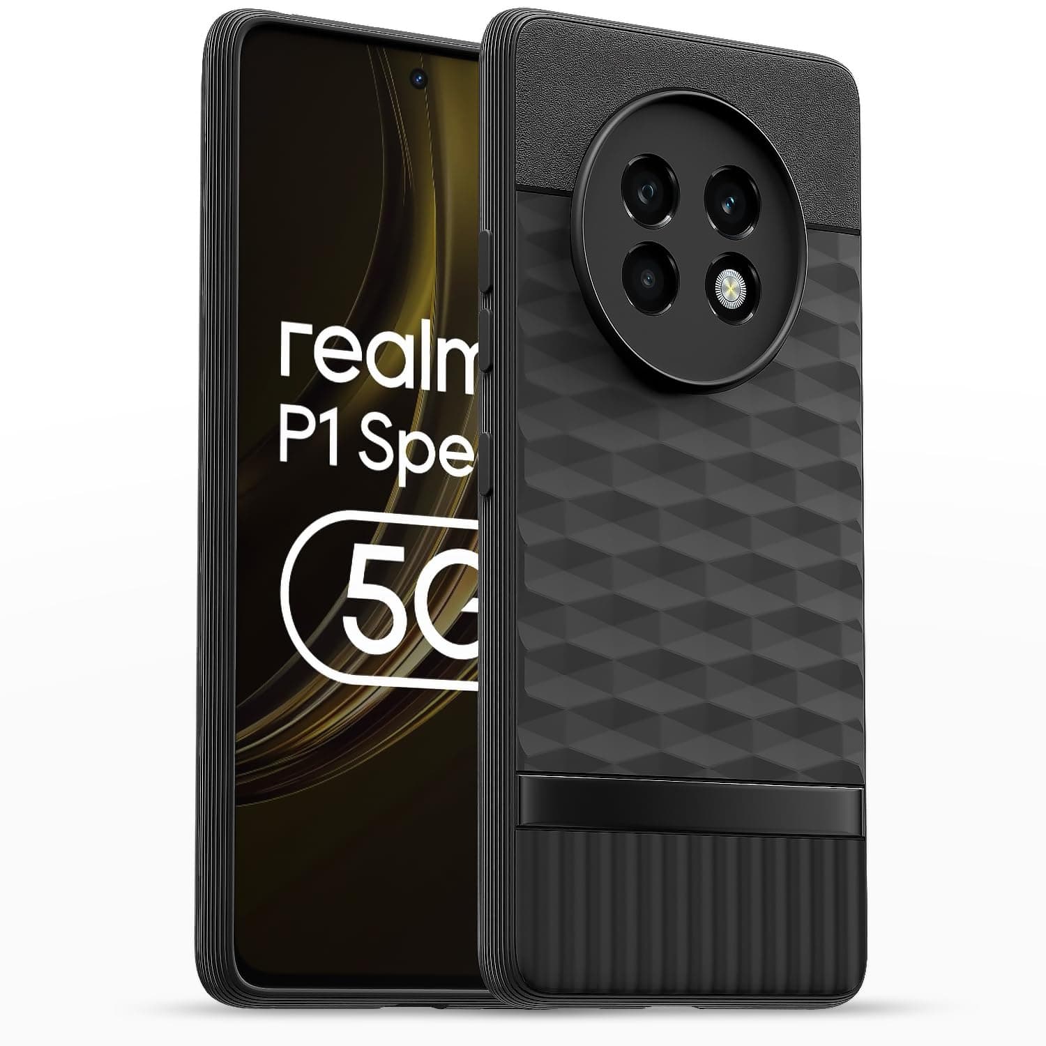 Amazon Basics Back Cover for Realme P1 Speed 5G, Realme 13 Plus 5G| Full Camera Protection | TPU Soft Flexible Shockproof Back Cover(Black)