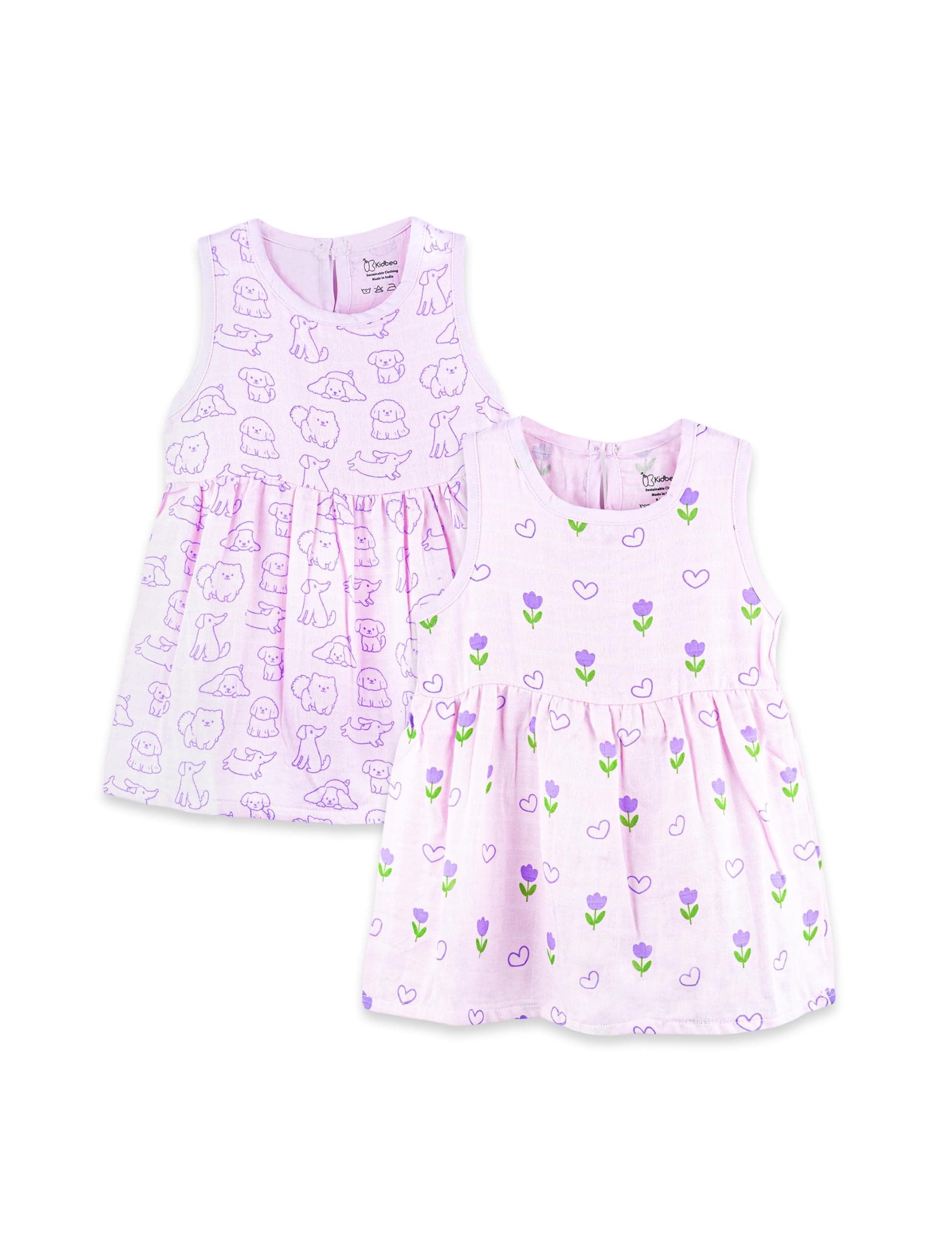 Kidbea Bamboo Cotton Baby Girls Dresses | Sleeveless Frock for Summer Wear