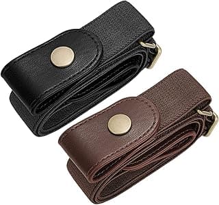 SUOSDEY No Buckle Elastic Stretch Belts For Men And Women, Comfortable Invisible Belts For Jeans Pants (I-Black+Coffee, L--Xxl:Waist Size 34''-48'')