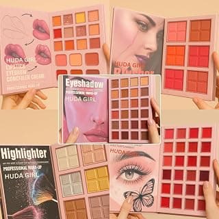 5 in 1 Makeup Book Palette All in One with Blush, Highlighter, Lip Color, Eyeshadow, Concealer & Eyebrow Powder For Women & Girls