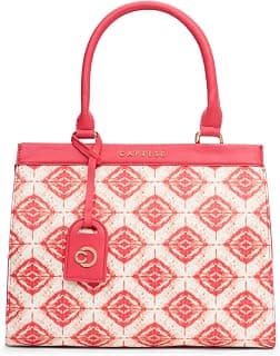 Caprese Shibori Medium Satchel Bag for Women | Printed Faux Leather Shoulder Bag with Adjustable & Detachable Strap | Multi-Compartments | Zipper Closure | Everyday Office, Travel & Casual Use