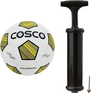 Cosco Mundial Nylon Foot Ball, Size 5, White/Black, Soccer Plastic Hand Pump (?1 Cfph), Black, 23.4x11x4.2 Cm