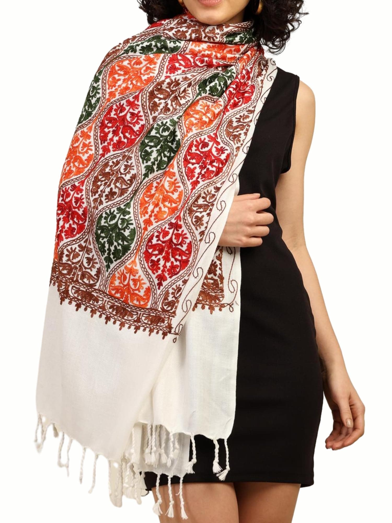 KE KANHA EXPORTS Embroidered Stole|Stole for Women|Scarf for Women Stylish|All Over Embroidery|Soft Silky Premium Feel|Boho Beach Wrap|Multicolor| 195cm x 78cm