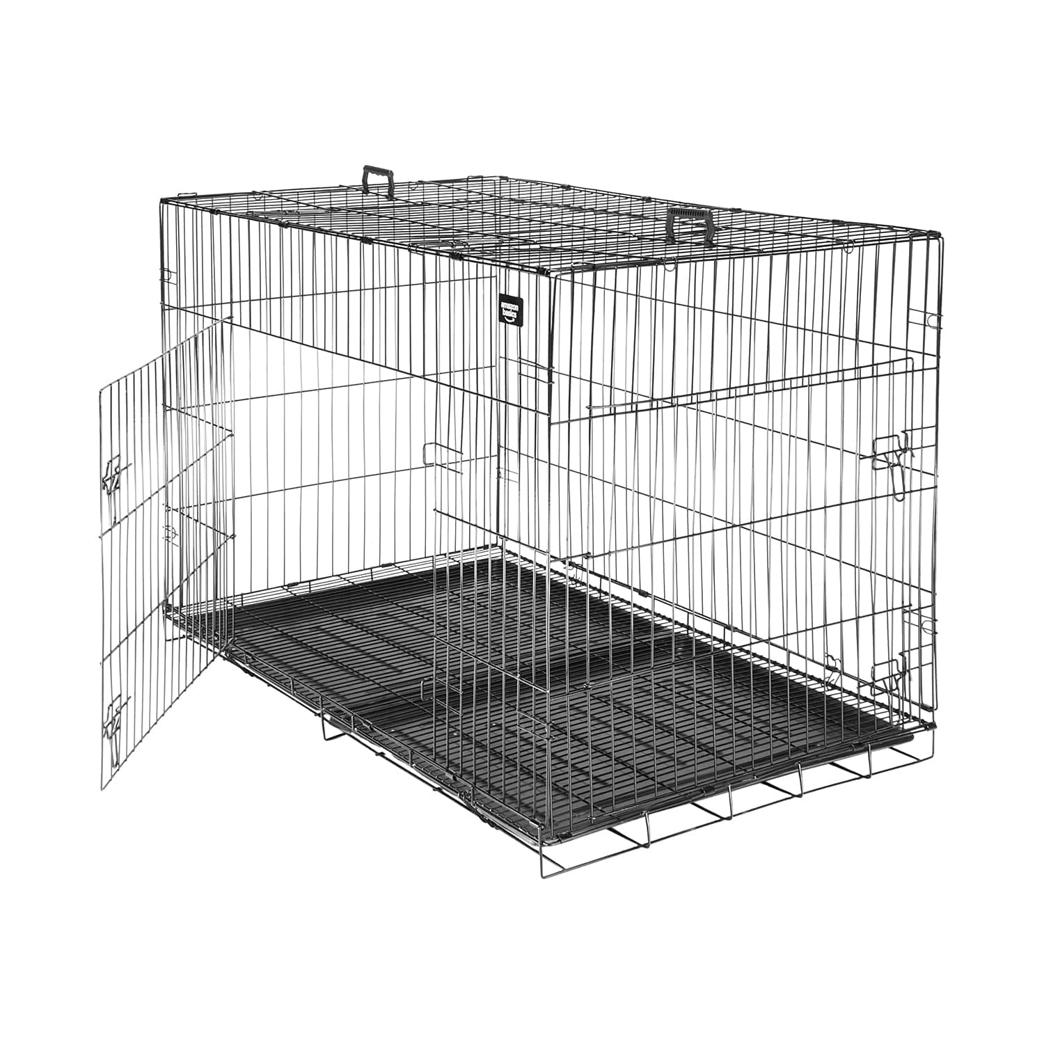 Amazon Basics XXL 48 in Heavy-Duty Metal Pet Cage, Extra-Large Crate with Secure Locking Mechanism & Removable Tray (Black)