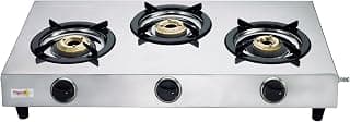 Pigeon by Stovekraft Stainless Steel 123 Open LPG Gas Stove, (3 Burner, Silver, Manual Ignition)
