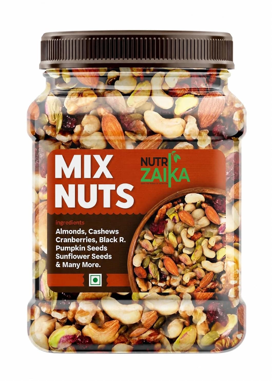NUTRIZAIKA Premium Mix Dry Fruits Nuts 1kg | Mixed Almonds, Cashews, Pistachios, Raisins, Apricots, Black Raisins | Assorted Crunchy Trail Mix for Snacking & Gifting