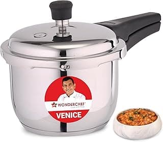 Wonderchef Venice Stainless-steel Pressure Cooker| 3L|Outer Lid|Triply Bottom |Safe Cooking |Compatible with Gas Stove, Induction, Ceramic, and Electric Stoves | ISI Certified |5-Year Warranty, Silver