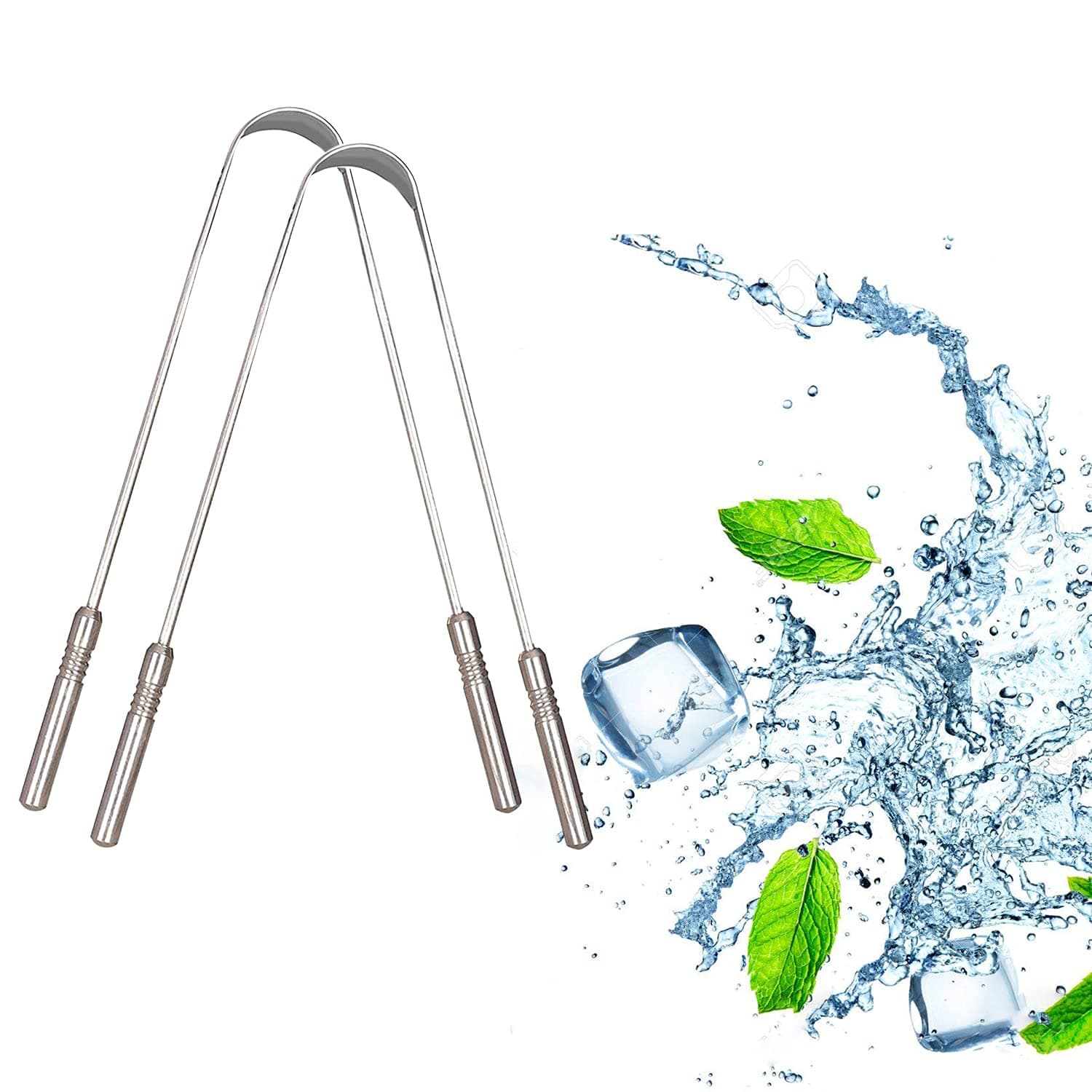Nurpi Stainless Steel Premium Tongue Cleaner for Adults and Kids Fights Bad Breath Oral Health Care Tool, Easy to Use Travel Friendly- Pack of 2