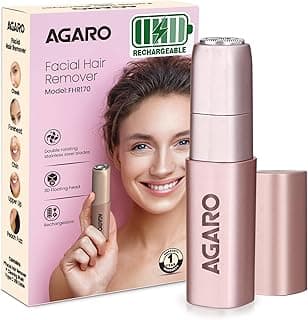 AGARO Facial Hair Removal Machine for Women, Rechargeable, Cordless, Safe & Painless Electric Shaver, Hypoallergenic Blade, Multipurpose Use for Upper Lip, Chin, Cheeks & Forehead, FHR170