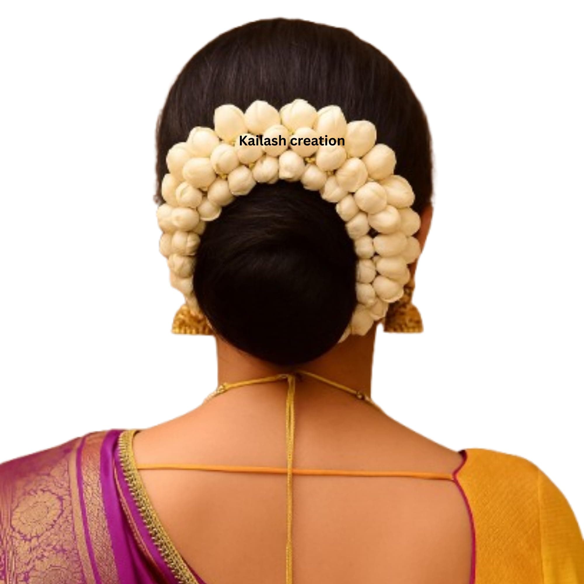 Kailash Creation Artificial Jasmine Mogra Flower Hair Gajra for Women and Girls | Reusable White Juda Garland for Bridal, Weddings, South Indian Festivals, Pooja, Temple Visits, Parties, Classical Dance (Bharatanatyam) Hairstyles (Pack of 1)
