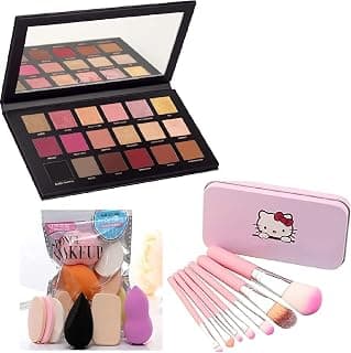 D.B.Z. Combo Of Rose Gold Remastered 18 Multicolor Eye shadow with Makeup7 Pc Brush set & Family Pack blender (3 Items in the set) Shimmery, Matte , Glitter Finish