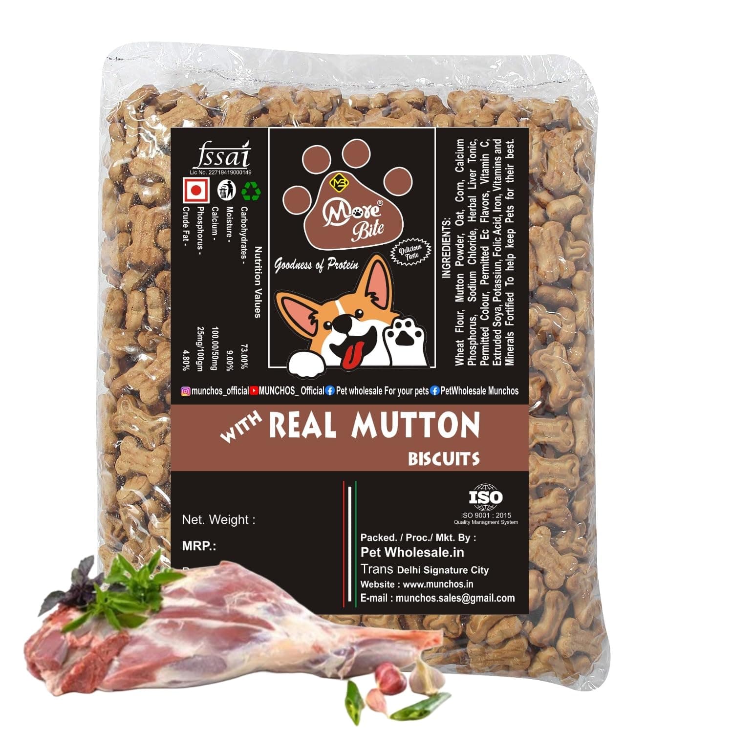 More Bite Real Mutton Dogs Biscuit 1 Kg - All Life Stages
