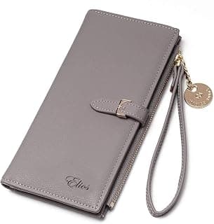 Elios Women Long Soft Leather Wallet Zip Purse Multifunction Organizer Card Holder Clutch with Phone Pocket