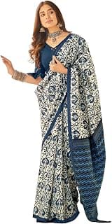 AKHILAM Women's Floral Bhagalpuri Silk Printed Saree With Unstitched Blouse Piece (21WOM21901_HS_Parent)