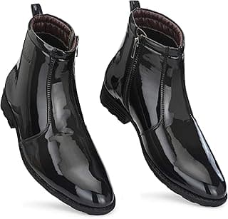 Vellinto Royal Look Shoes for Men ll Casual Shoes for Men ll Latest Patent Leather Zip/Chain Boots for Men