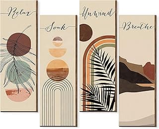 Wall Decor for Living Room - WallHangings for Home Decoration - Walls Decorations Items for Living Room - WallArt - Bedroom Wall Decor - Rigid Eco-Friendly Recycled Board - Double Tape wall decor, 4 Pieces