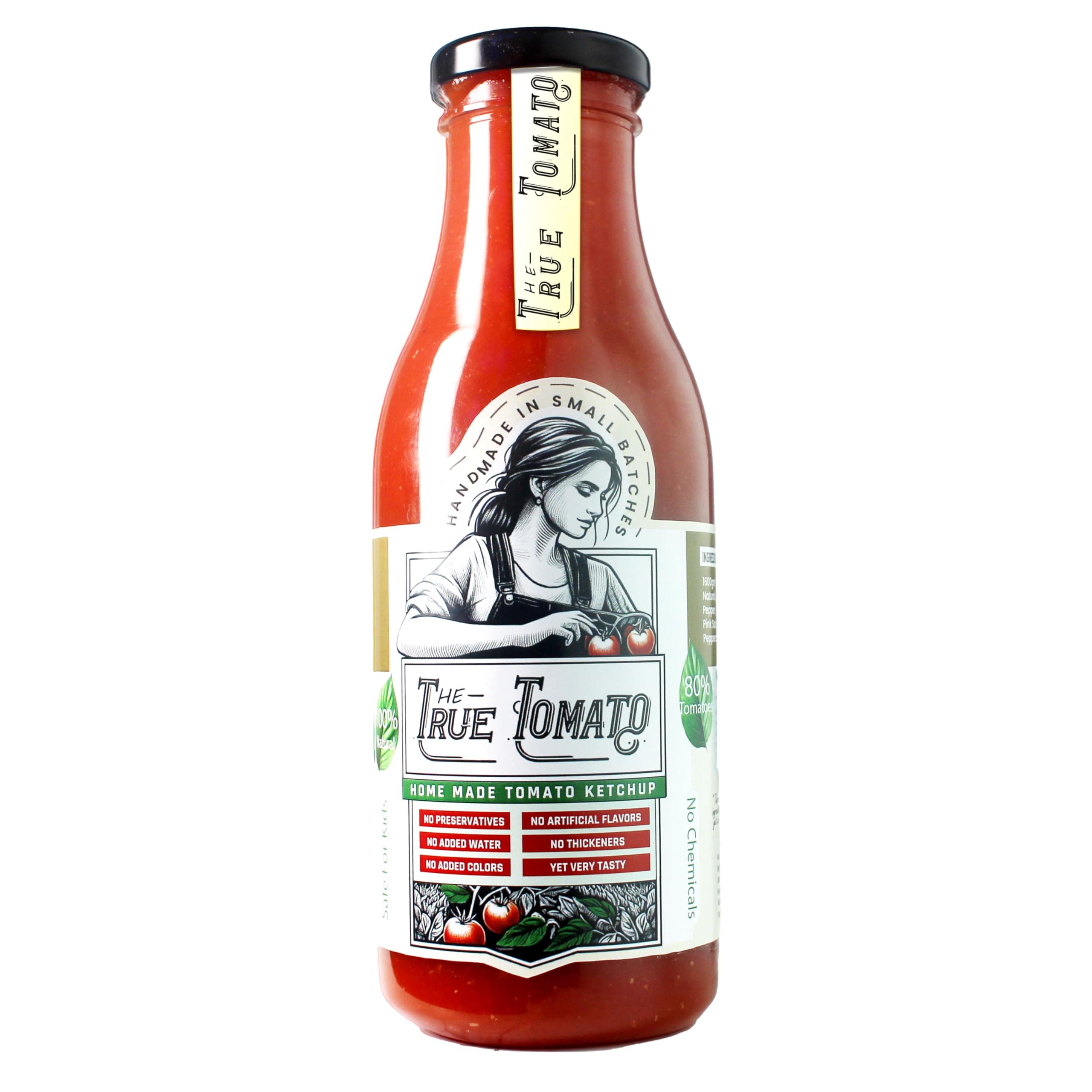 The True Tomato Ketchup 220 Gram | Handmade And Fresh | Natural |1940 gm tomatoes in 1 kg ketchup |No Chemicals,No Added Colors,No Cornstarch, No Oils, No Preservatives,No Thickeners