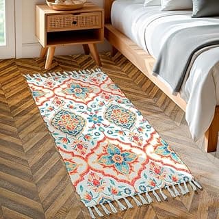 HOMADORN Handmade Printed Rug | Washable Sustainable Area Rug | Soft Floor Carpet, Decorative Rug for Living Room, Bedroom, Dining Room & Entryway (2x5Feet)