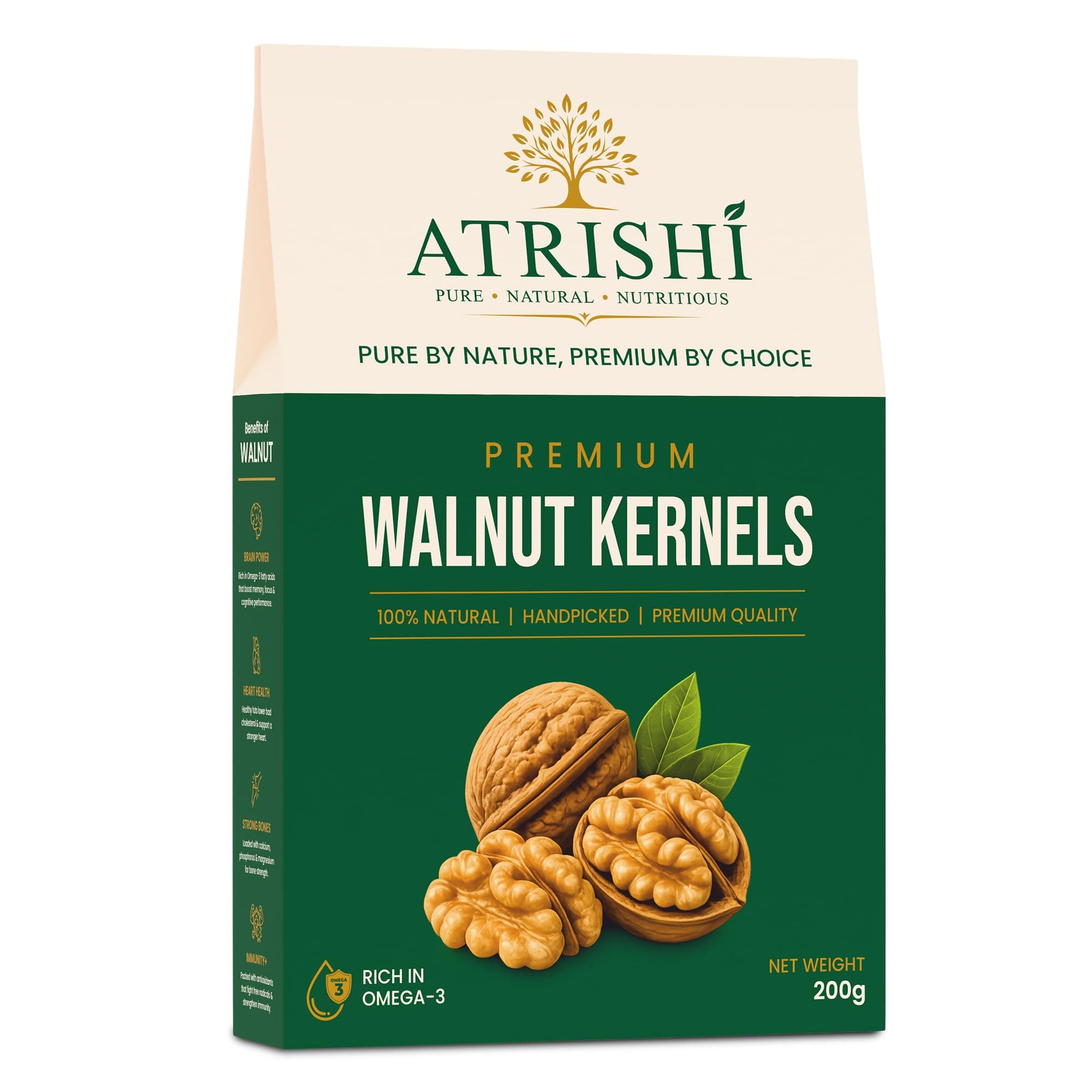 ATRISHI Premium Walnut Kernels 200gm (Pack of 1) | Walnuts without Shell | Akhrot Giri | Dry Fruits, Healthy Snacks | Natural Walnut Kernels | Rich in Protein, Iron & Source of Omega-3