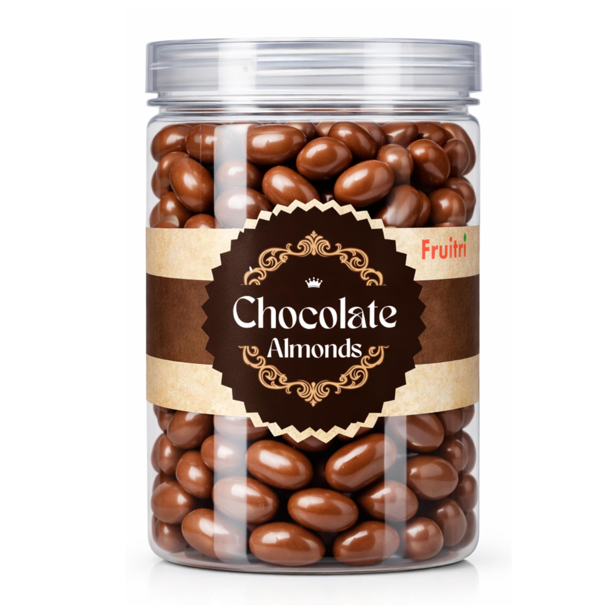 Fruitri Chocolate Almonds 100g| Premium Almonds Coated with Rich Chocolate | Crunchy & Delicious Snack | Perfect for Gifting & Everyday Indulgence | Jar Pack