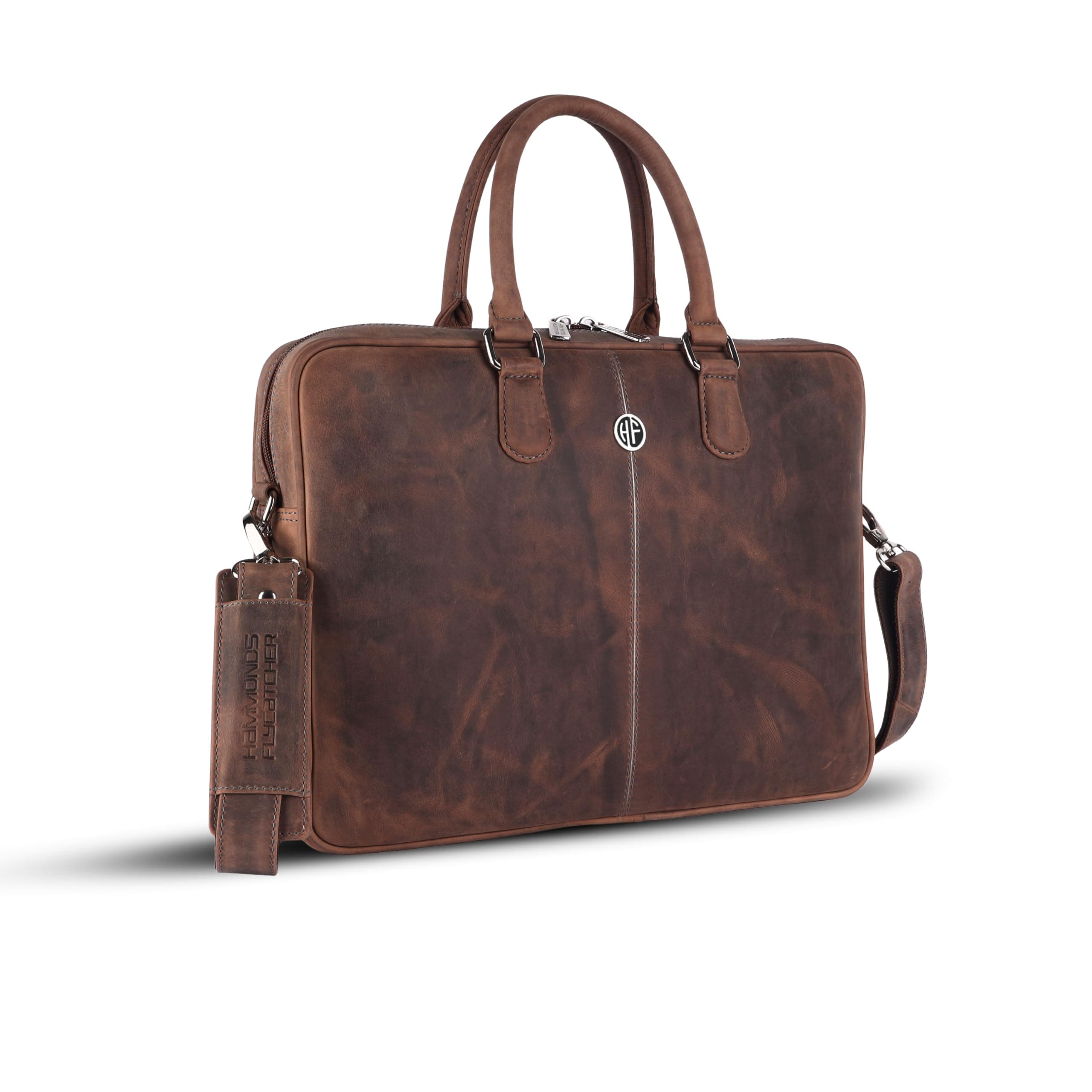 HAMMONDS FLYCATCHER Genuine Leather Laptop Bag for Men - Messenger Office Bag for Men - Fits Up to 15.6 Inch Laptop - Adjustable Shoulder Strap - Ideal for Office, Travel, Daily Use - Canyon Ridge
