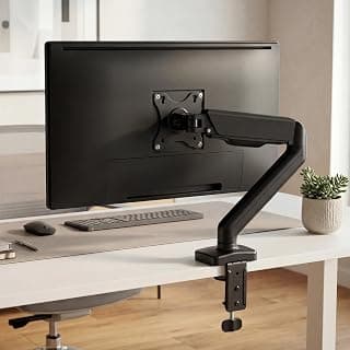 Green Soul Single Monitor Gas Spring Stand|Fits 13-32" Screen|9Kg Weight Capacity|Height Adjustable Desk Mount, VESA Plate, Grommet & C-Clamp Base|Monitor Riser for Desk|Tilt, Swivel & Rotation|Black