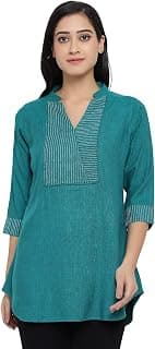 Indietoga Women's Casual Embroidered Cotton Linen Tunics (Small to Plus Sizes 10XL)
