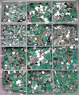 12 Shape Mirror Kit for Craft Mirror Work, Lippan Art, Jewellery Work,(Total 1200+Pcs Mirror, Each Shape Have 100+Pcs)+ One Glue Cone Free, Multicolor